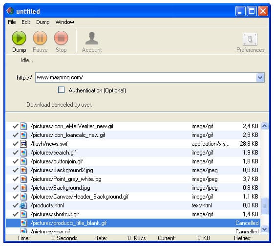 Screenshot of Web Dumper 2.3.4