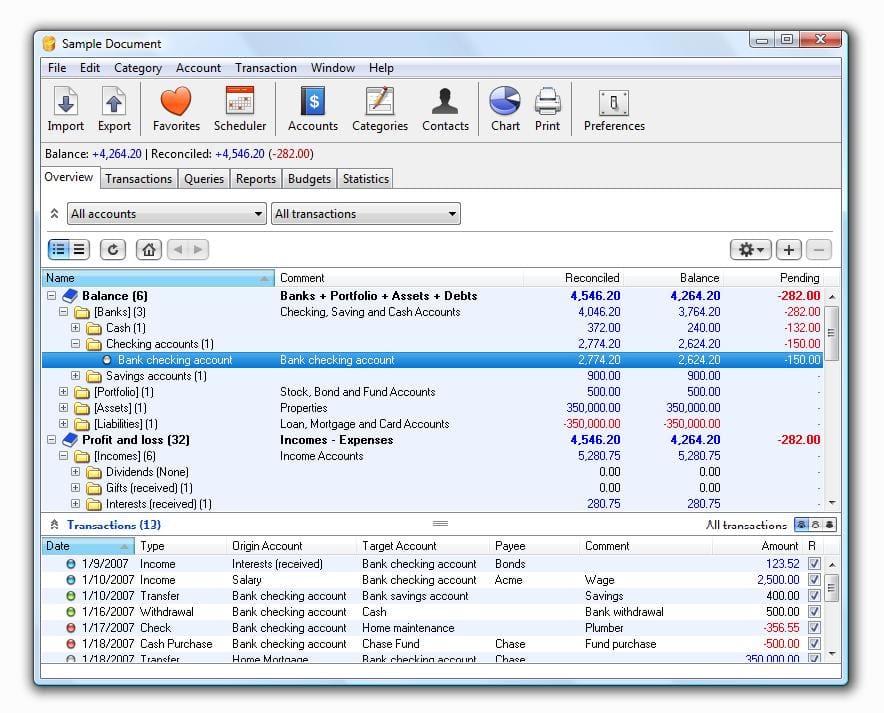 Personal Finance and Office / Home accounting software. Screen Shot