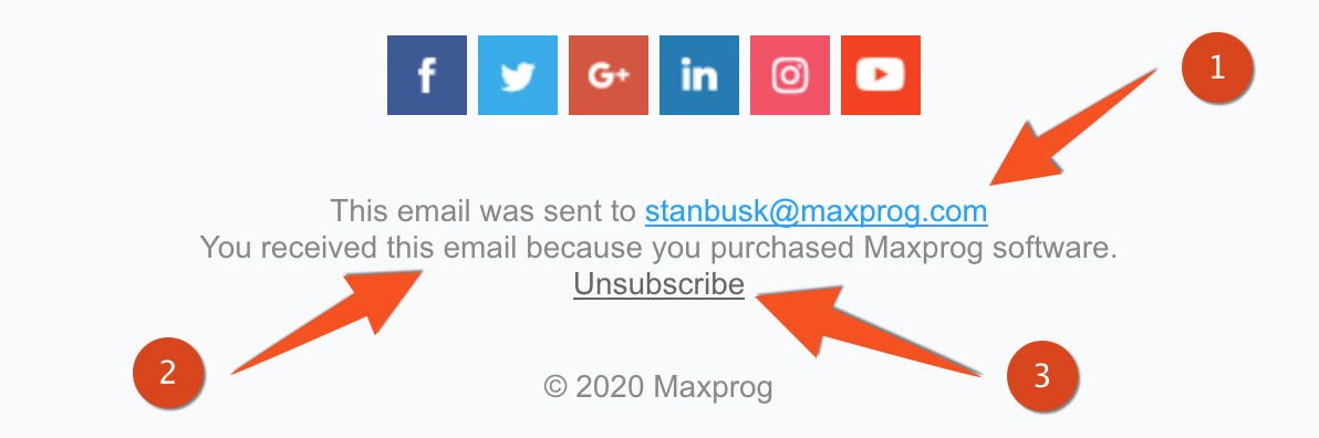 Sample unsubscribe link footer