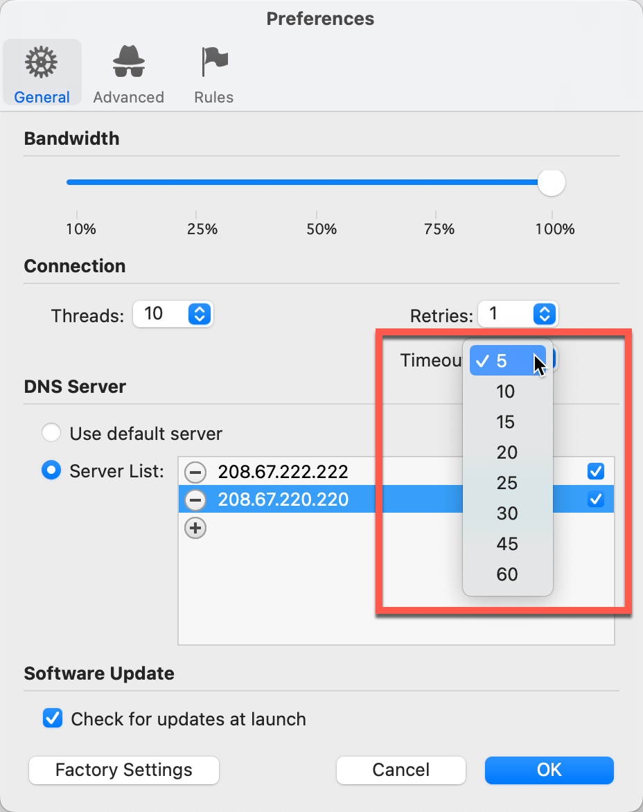 Why I get timeouts when testing given addresses