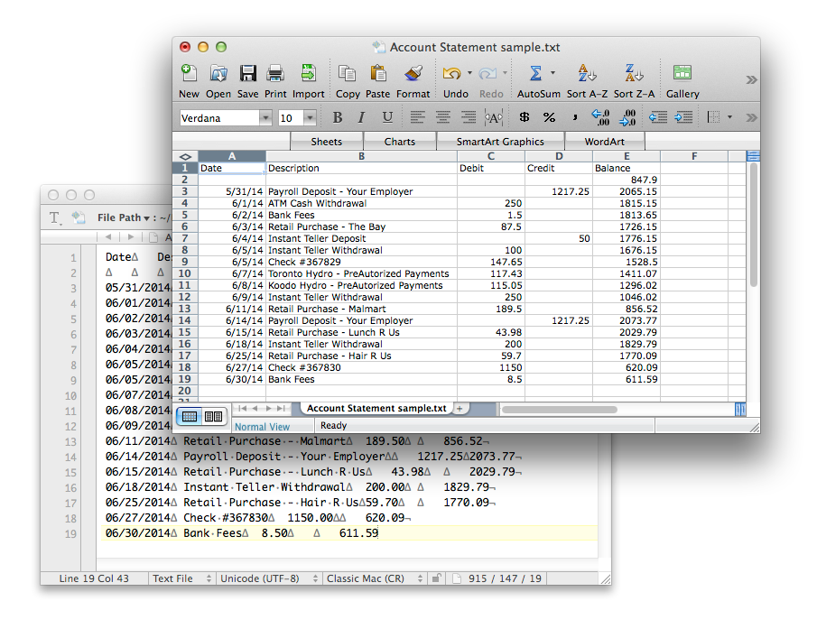 The Bank Statement file