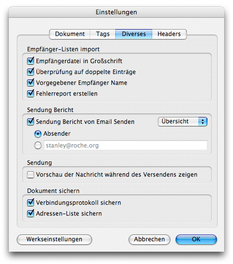 Globale Einstellungen festlegen - MaxBulk Mailer v7 Handbuch