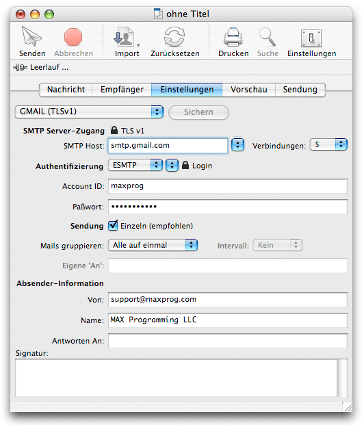 Einstellungen - MaxBulk Mailer v7 Handbuch []